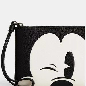 Disney X Coach Corner Zip Wristlet With Wink Mickey Mouse